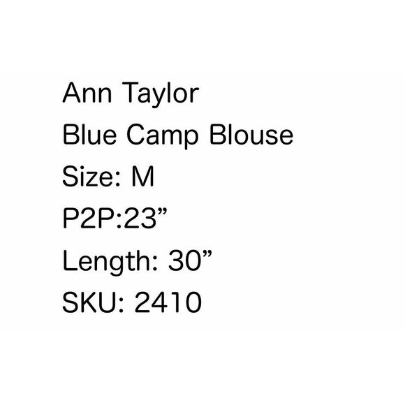 Ann Taylor Blue Camp Blouse- Size M - Picture 5 of 5